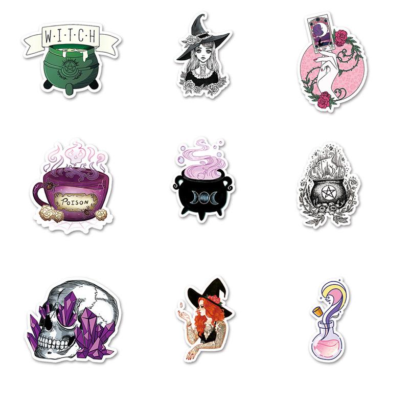 Naklejki na deskorolkę 50 szt. Naklejki czarownicy Magic Naklejki na deskorolkę Naklejki na sporty ekstremalne Etui na kółkach Kubek na gitarę Notatnik Naklejki na trendy