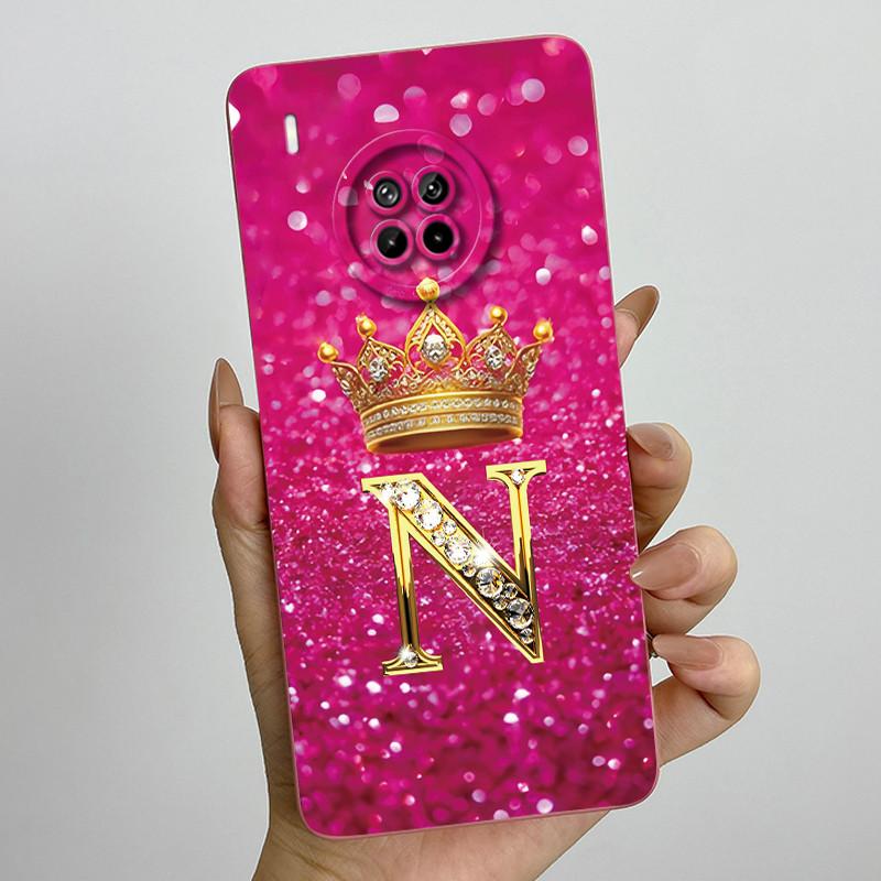 For Huawei Nova 8i Honor 50 Lite Crown Initial Letter Couple Phone Case Nova8i Honor 50Lite Soft Silicone TPU Protective Casing