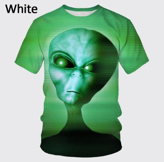 Summer 3D Printing Alien Pattern T-shirt Fashion Round Neck Short Sleeve Universe Neutral Casual T-shirt Source