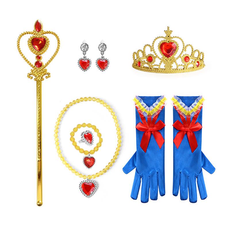 Fairytale Frozen Magic Wand & Jewelry Set: Princess Crown, Necklace, Gloves - Perfect Halloween or Birthday Gift for Girls