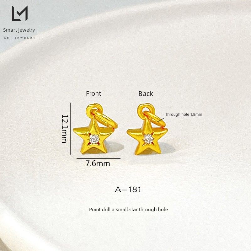 

Ancient Sand Gold Enamel Color Spot Drill Elbow Five Emperor Money Wrapped Bracelet Pendant Accessories DIY National Style Carrying Strap Women A- 181 point drill Little Star Pendant