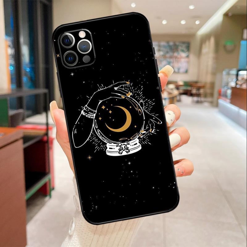 

Fortune Telling Moon Stars Hands Art Phone Case For iPhone 17 16 15 14 13 11 12 Pro Max mini 16 Plus 16e 17 Air Protective Cover iPhone 14 Plus
