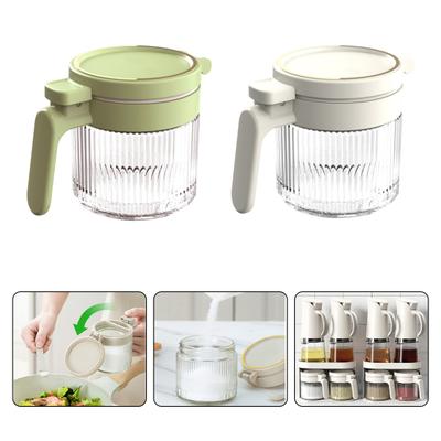 Baharat Kavanoz Şeffaf Toz Geçirmez Neme dayanıklı Kalınlaşmış İyi Mühür Pres Tipi Kaşıkla Büyük Kapasiteli Şeker Tuz Tozu Depolama Şişesi