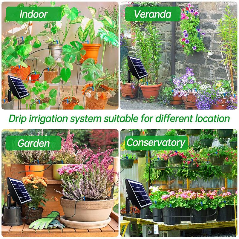 Solar-Powered Smart Watering Kit: Automatic Timer & Self-Watering Sprinkler for Plants