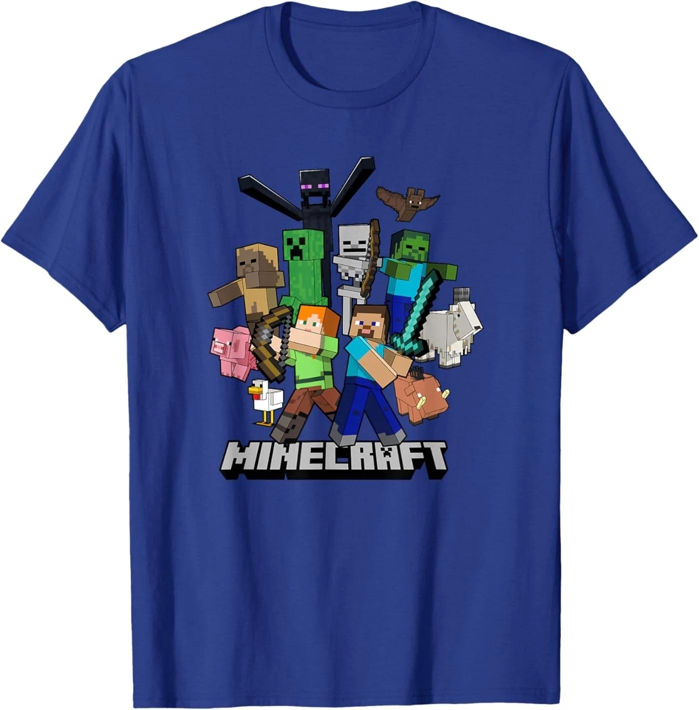 Футболка с групповым изображением Героев и Врагов Minecraft XL