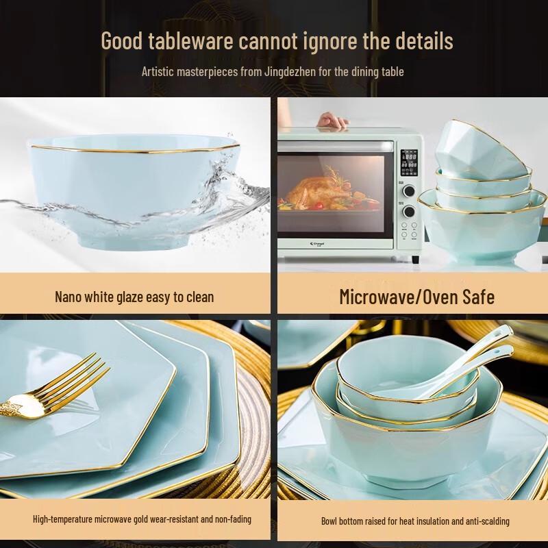 KANGQIN Nordic Underglaze Ceramic Dinnerware Set