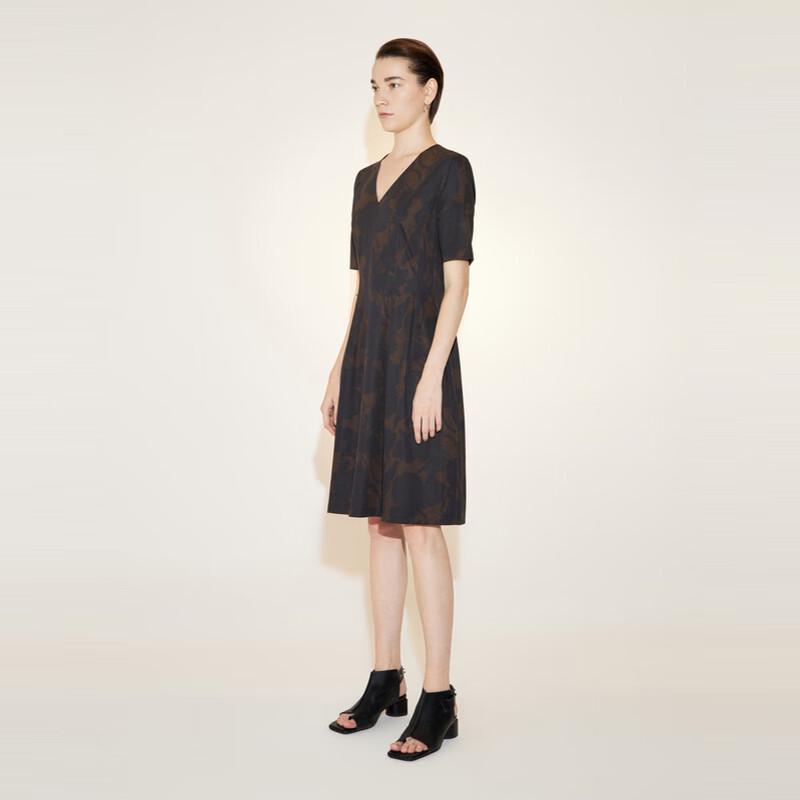 

LESS 2023 Summer V-neck Color-block Print Midi Dress XS