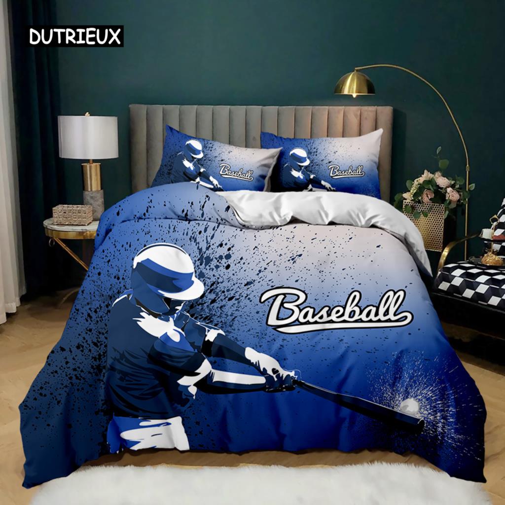 Baseball Bettbezug Set Sportthema Jungen Kinder Bettwäsche Set 3D Baseball Bettzeug Doppel Queen King Size Polyester Steppdecke