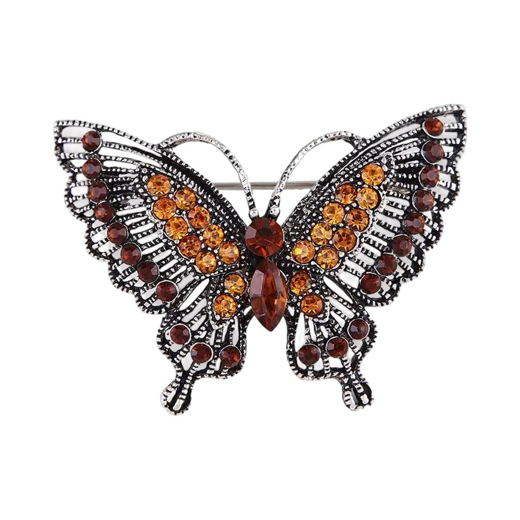Eleganter Kristall Schmetterling Brosche Vintage Legierungsdesigns Ornament für Damen Kleider Hüte Taschen Hochzeitsfeier Accessoires