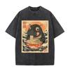 2026 Hippo Eating Ramen Ukiyoe T Shirt Vintage Washed Beige Graphic Tee Unisex Casual Japanese Top