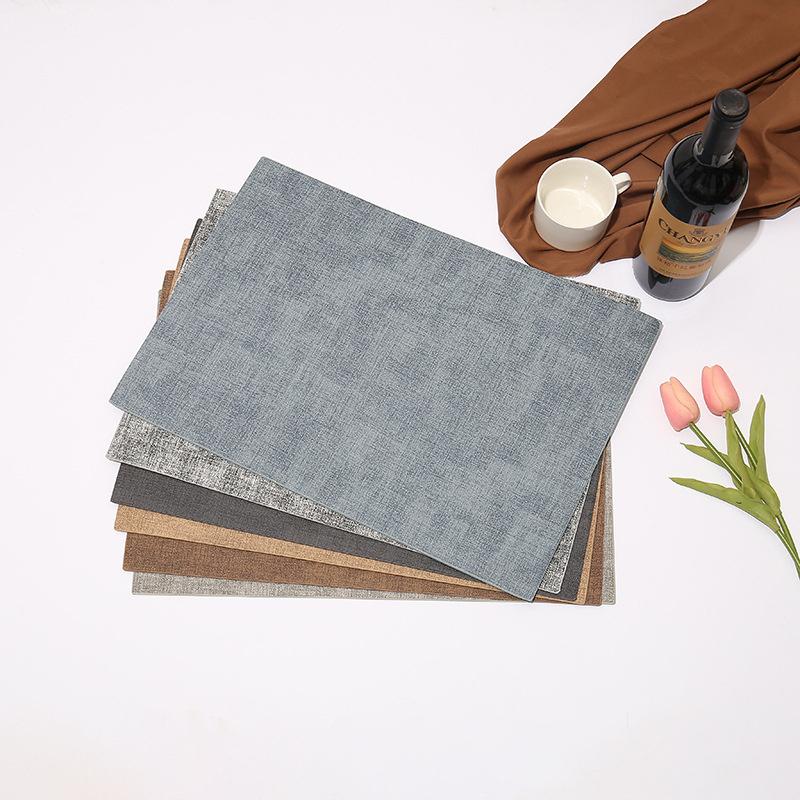 

43x30cm 2024 American style Cloth Textured Thickened PU Leather Dining Table Mat Non-slip Coffee Shop Western Food Kitchen Mat