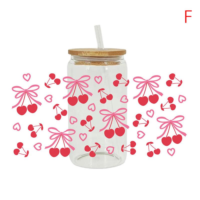 

3D УФ-наклейки-переводы Dtf, 16 унций, обертывания для чашек, мультяшный бант, с принтом для «сделай сам», стекло, керамика, металл, кожа F