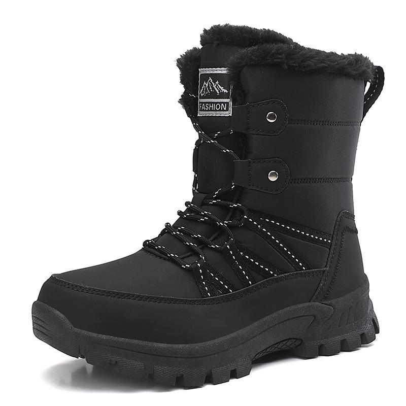 Winter Snow Boots Plush Warm Cotton Shoes Wear-resistant Sports Outdoor High-top Lace-up Large-size Boots