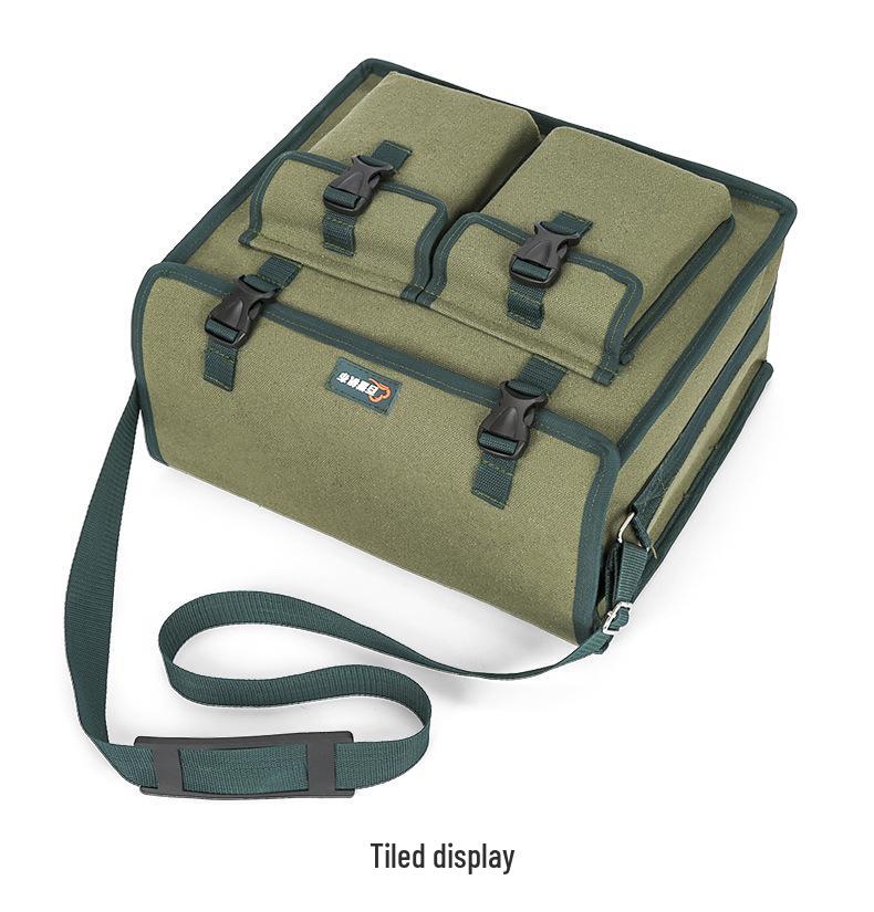 Durable Multi-Functional Canvas Tool Bag for Carpenters and Electricians - Large Capacity, Thickened, Wear-Resistant, Old-Fashioned Design