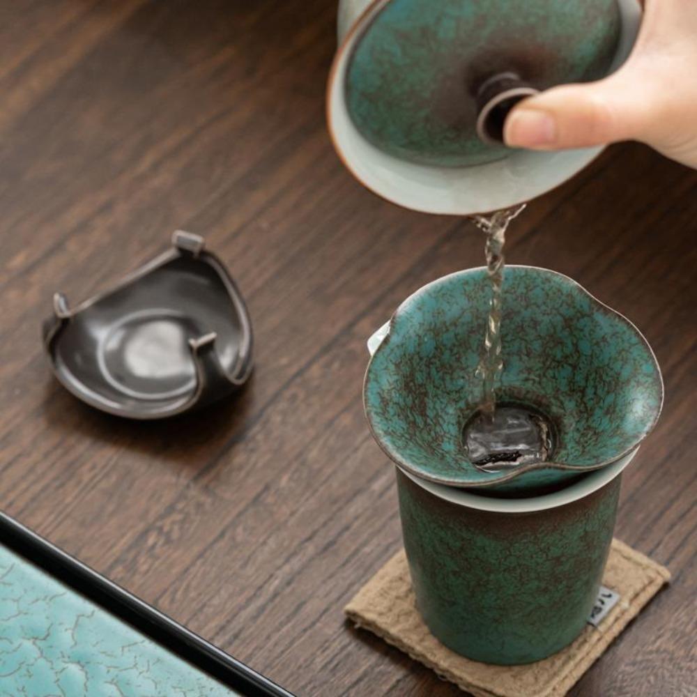 Retro Tea Leaf Filter Kiln Baked Tea Separator Tea Filter Ceramic Tea Strainers Office