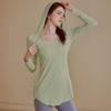 Top de entrenamiento con capucha de manga larga ajustado para mujer Otoño Primavera Cintura Alta Holgado Camisa de Fitness para Correr Yoga Gimnasio