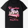 Retro Pink Muscle Car Vacation T-Shirt - Unisex 80s Beach Casual Tee