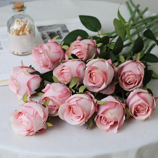 6 Pcs Artificial Rose Flowers Faux Rose Blooms with Long Stems Realistic Long-lasting Fake Roses for Wedding Home Decoration