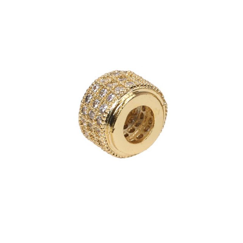 10 Pcs/lot Geometric Circular Micro Inlaid Zircon Charms DIY Large Hole Spacer Beads for Jewelry Making Supplies Wholesale