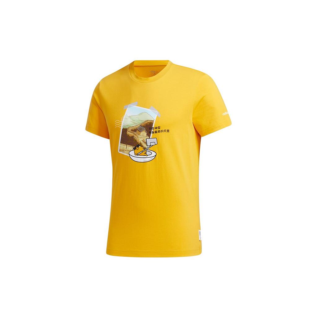 Adidas Neo X Gudetama Print Round Neck Sports T-Shirt Men Tops Yellow GL7242
