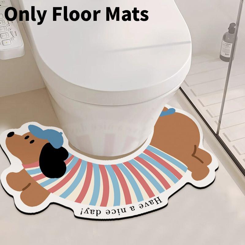 Diatom Cute Dachshund Mud Floor Mat Cover Polyester Material Living Room Bedroom