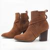 Women's Shoes Autumn and Winter High-heeled Thick-heeled Suede Short Boots