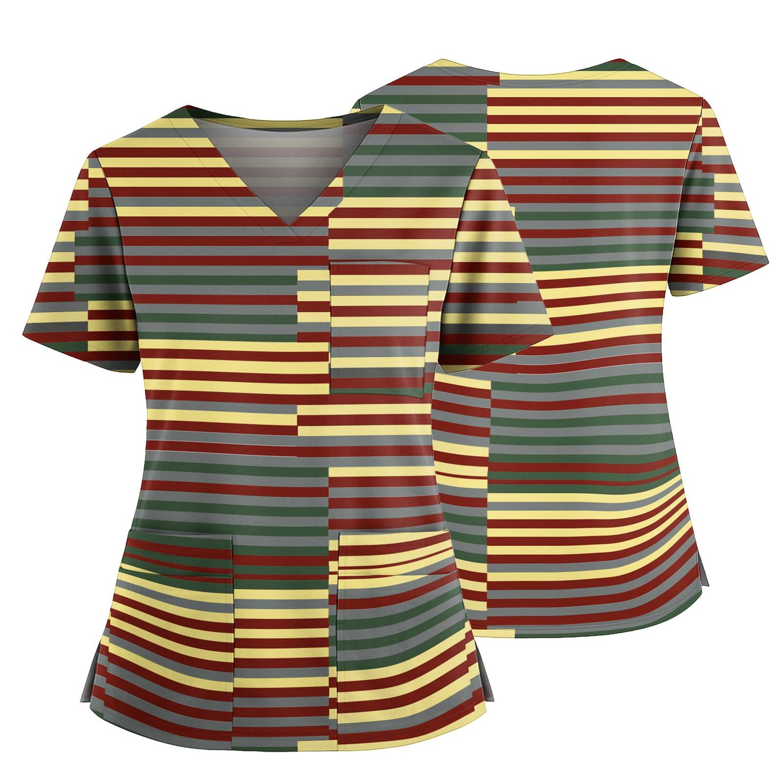 

Женский повседневный топ с принтом, V-образным вырезом, карманом, боковым разрезом и короткими рукавами XL жёлтый