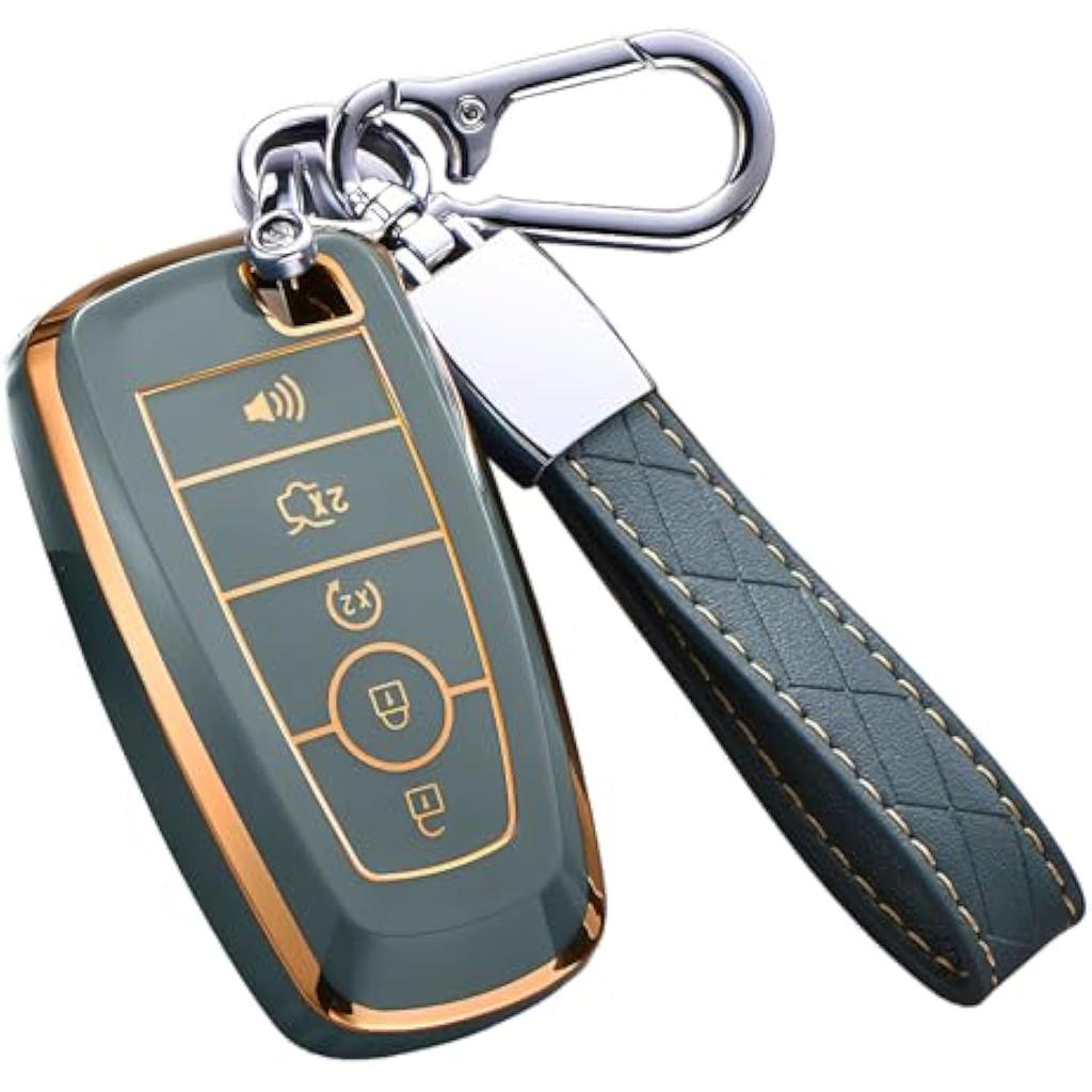 Ford Keychain Cover, Explorer Mustang Escape Edge Lincoln Premium Soft TPU Fully Protected Key Case Remote Key Holder