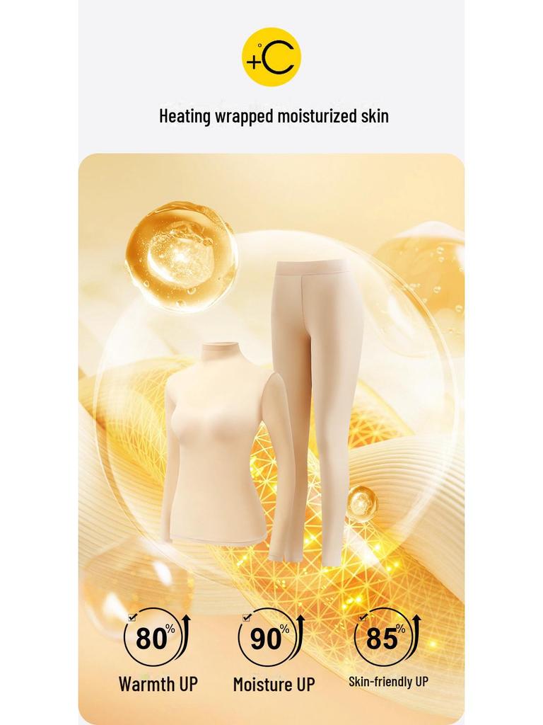 High Collar Hyaluronic Acid Skin Care Thermal Top - Women's Seamless Long Sleeve Base Layer Shirt