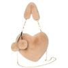 Plush Heartshaped Handbag For Women With Chain Strap And Large Capacity For Daily Use
