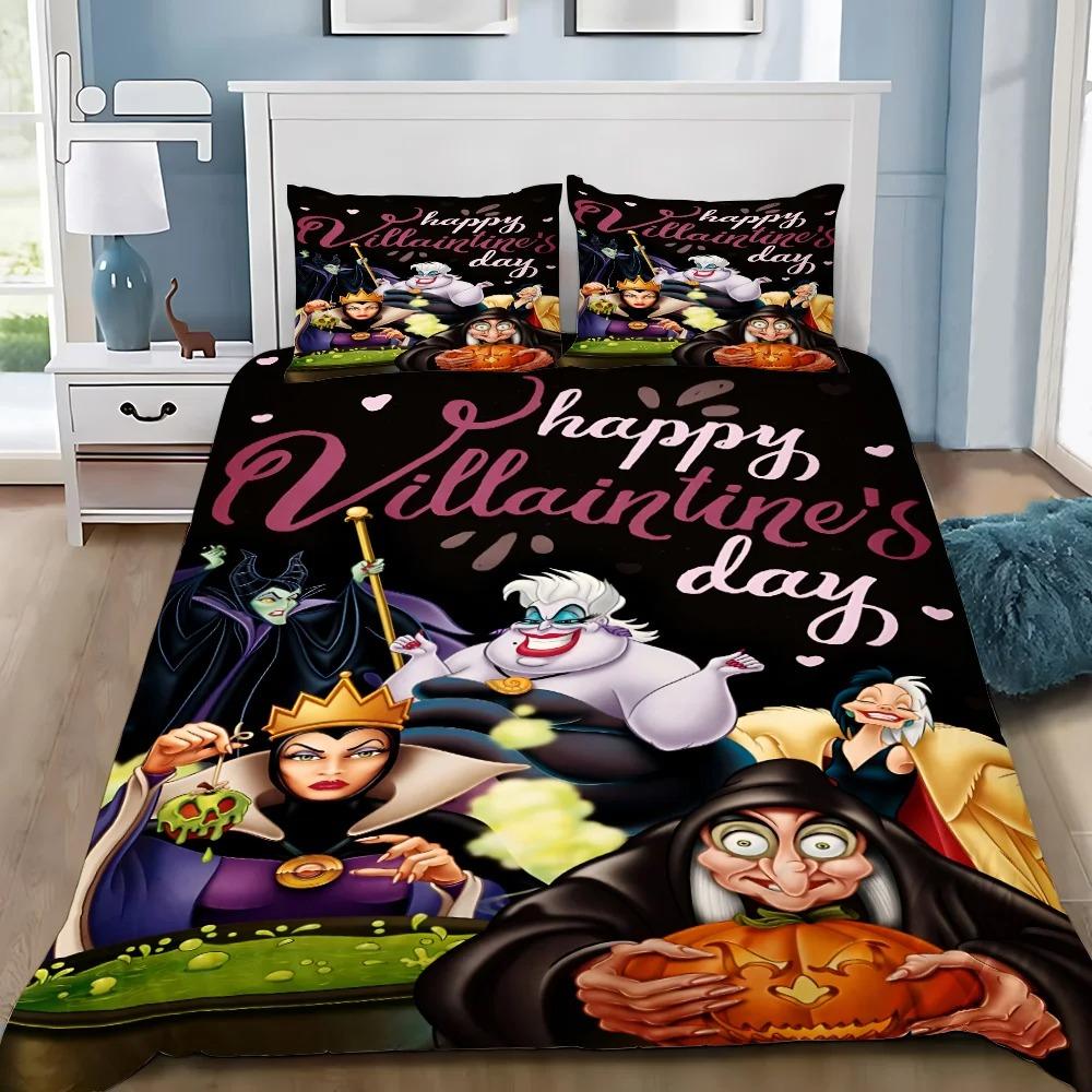 Kreslené Zločinci Maleficent Ursula Zlá Povlak na Peřinu 2/3dílné Ložní Prádlo S Povlakem na Polštář Vhodné pro Děti i Dospělé 3D Postel