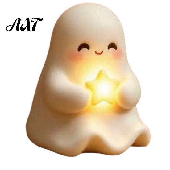 Autumn Seasonal Home Decor Halloween Cute Light Up Ghost Decoration, Small Statue Night Light, Gifts for Lovers Resin Table Decoration Indoor, Kitchen