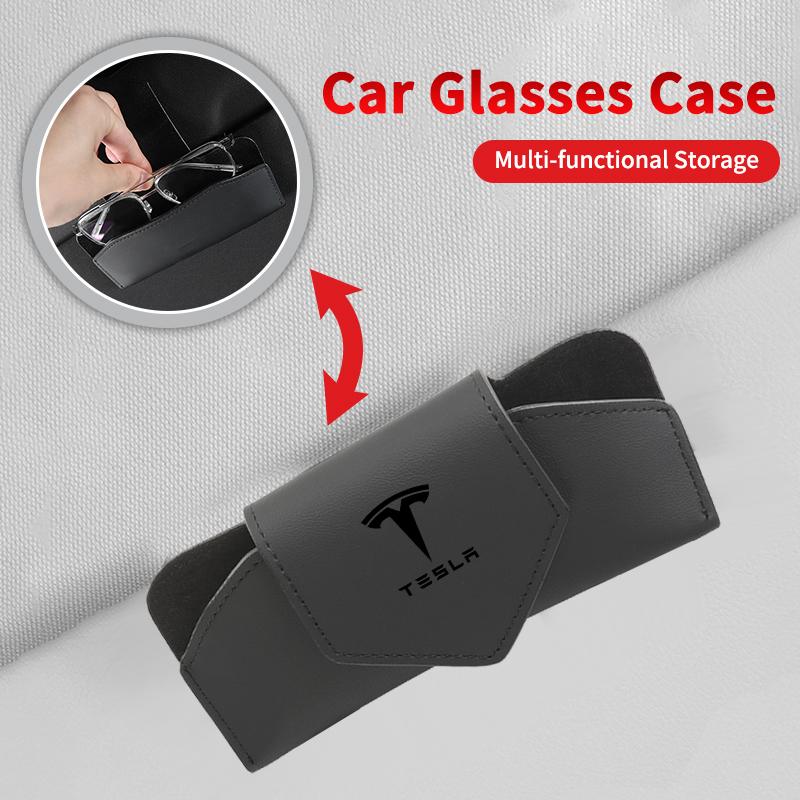 Car Valve Glasses Box Sun Visor Glasses Holder Sunglasses Case For Tesla Model 3 Y S X 2021 Roadster Cybertruck Juguete