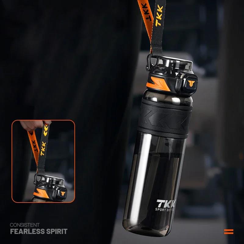 TKK 1000ml Water Bottle Sports Watter Bottle Tritan BPA Free Straw Portable Leak-proof Plastic Drinkware Outdoor Fitness Kettle 1