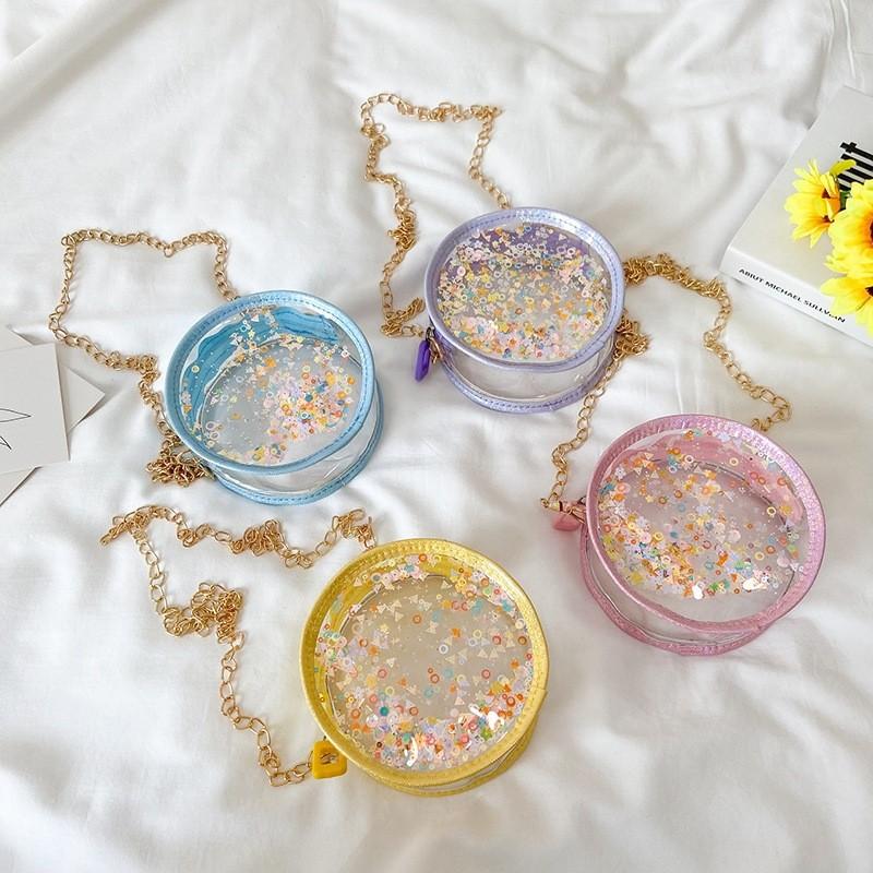 Children Sand Flowing Sequins Transparent Single Shoulder Chain Bag Shoulder