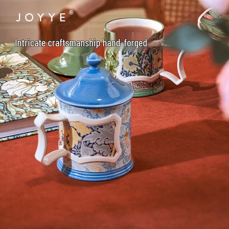 JOYYE William Morris Ceramic Mug with Lid and Spoon