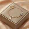 Fashion Creative Gifts Japan Korea Star Moon Bracelet For Women Pink Crystal Pearl Chain Bracelet Jewelry Accessories Party Gift
