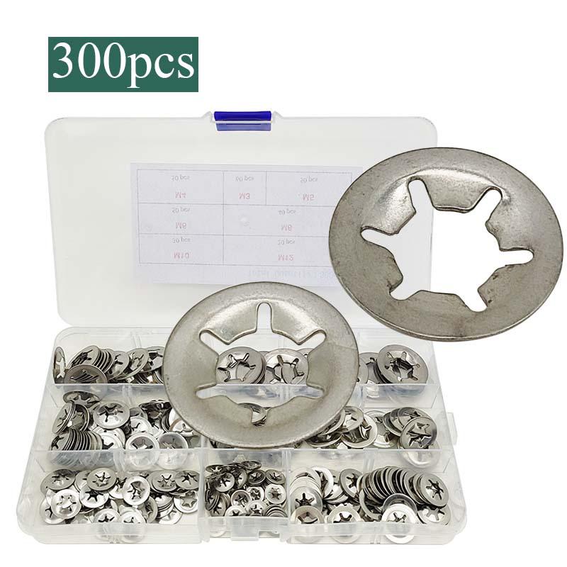 180-Piece Set: 304 Stainless Steel Internal Tooth Conical Spring Washers, M3-M12