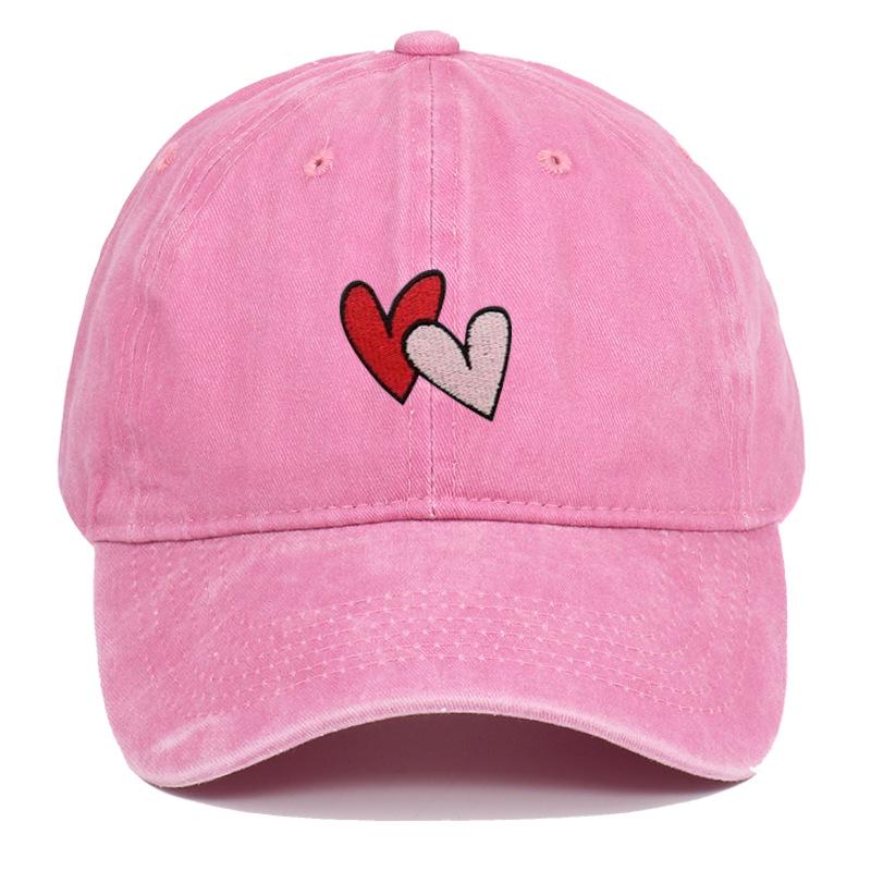 Versatile Vintage Peach Heart Embroidery Baseball Cap - Korean Style, Thin, Soft Brim, Spring/Summer, Unisex