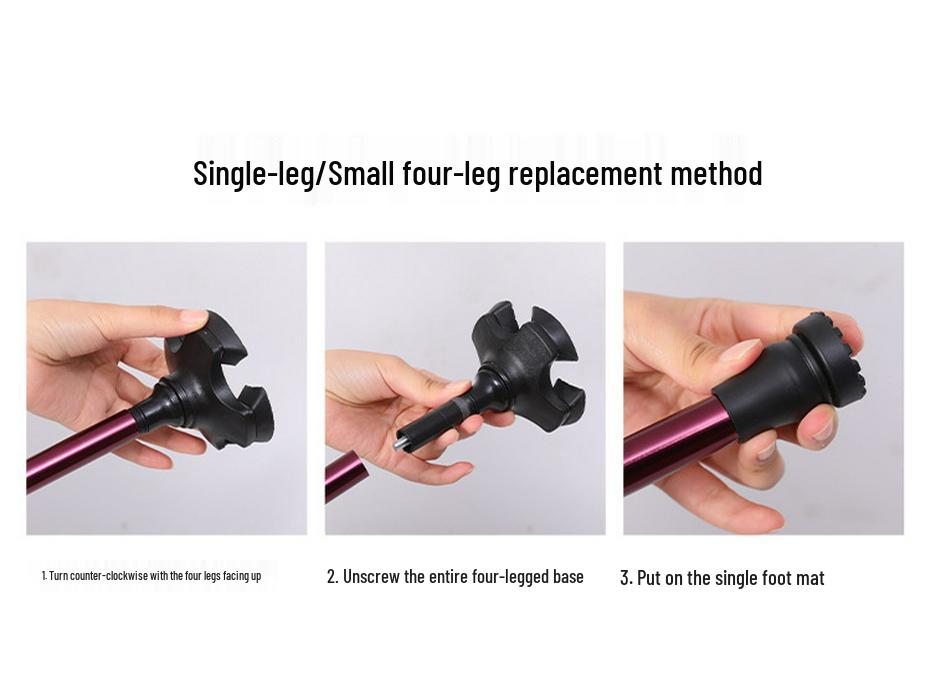 Yunxiang Verstellbare Vierfuß-Gehhilfe für Senioren - Rutschfest, Teleskop-Gehstock mit Licht, Aluminiumlegierung