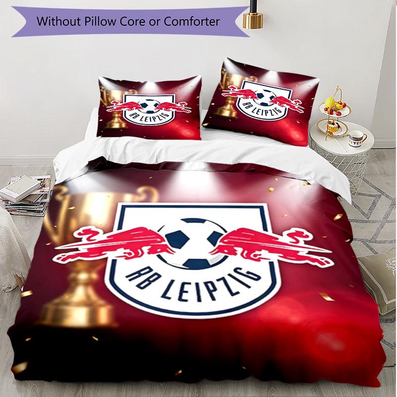 3-teiliges Bettbezug-Set (1 * Bettbezug + 2 * Kissenbezug, ohne Kern), RB Leipzig Aufdruck Weiches Ganzjahres-Bettwäscheset, Heimschlafzimmer-Dekoration Geschenk