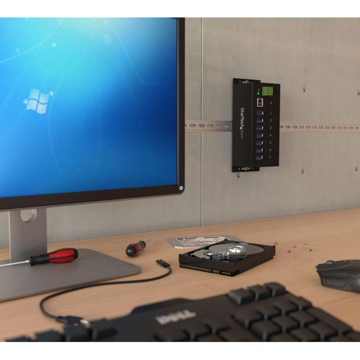 Hub USB 3.0 - STARTECH - ST7300USBME - 7 ports - Protection ESD - Montage sur rail DIN