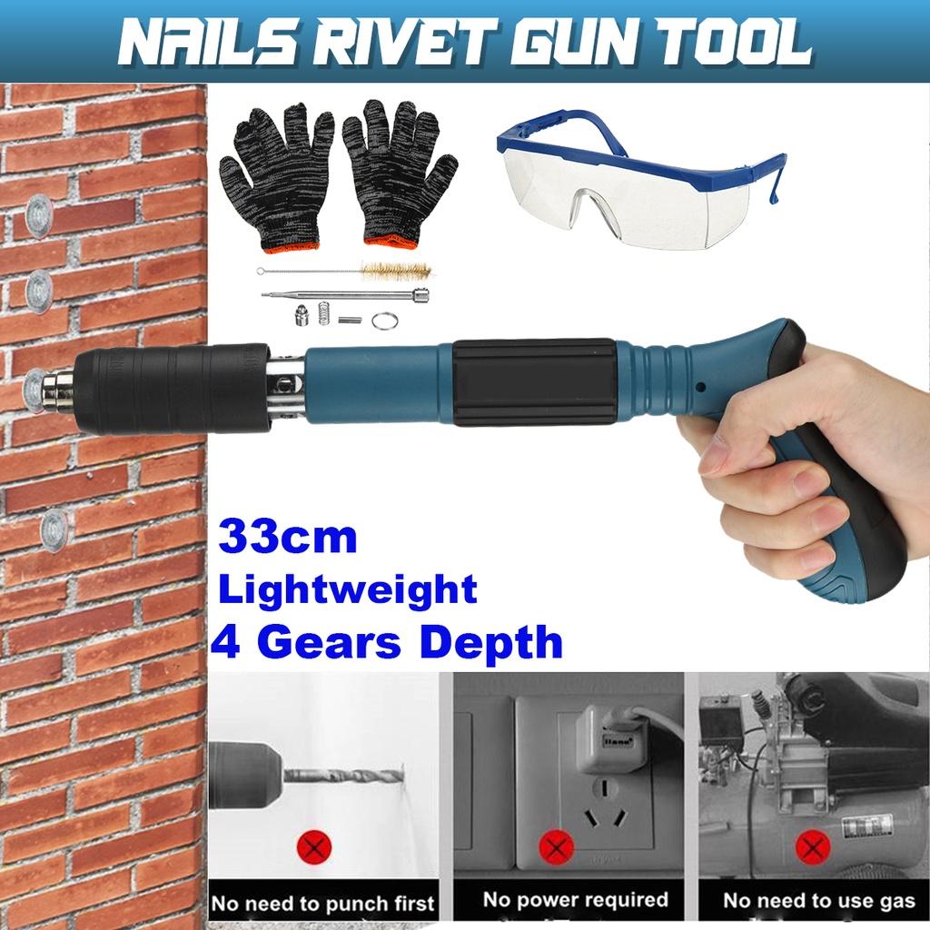 4 Gears Rivet Tool Low Noise Home Concrete Wall Anchor Wire Slotting Device Metalworking Power Tool Upgraded Steel Nails Guns