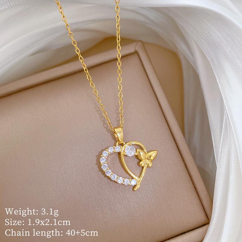 Multi-Element Style Copper Micro-Inlaid Necklace Combination Female Real Gold Electroplated Exquisite Collarbone Chain
