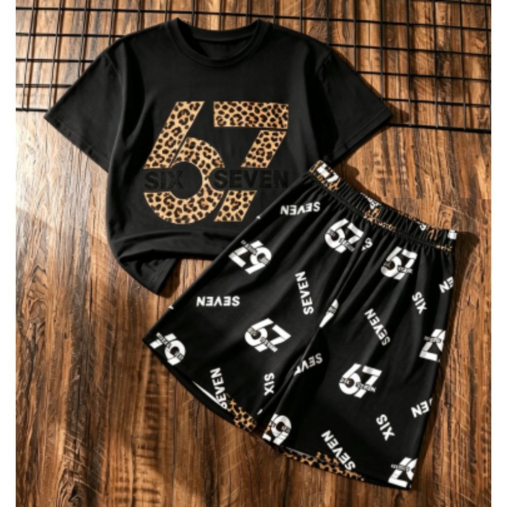 

Fashion Kids Set Number Six Seven 67 Printed Kids T-shirt and Shorts 2 Piece Set Summer Casual Outdoor Boy s and Girl s T-shirt Sets 100
