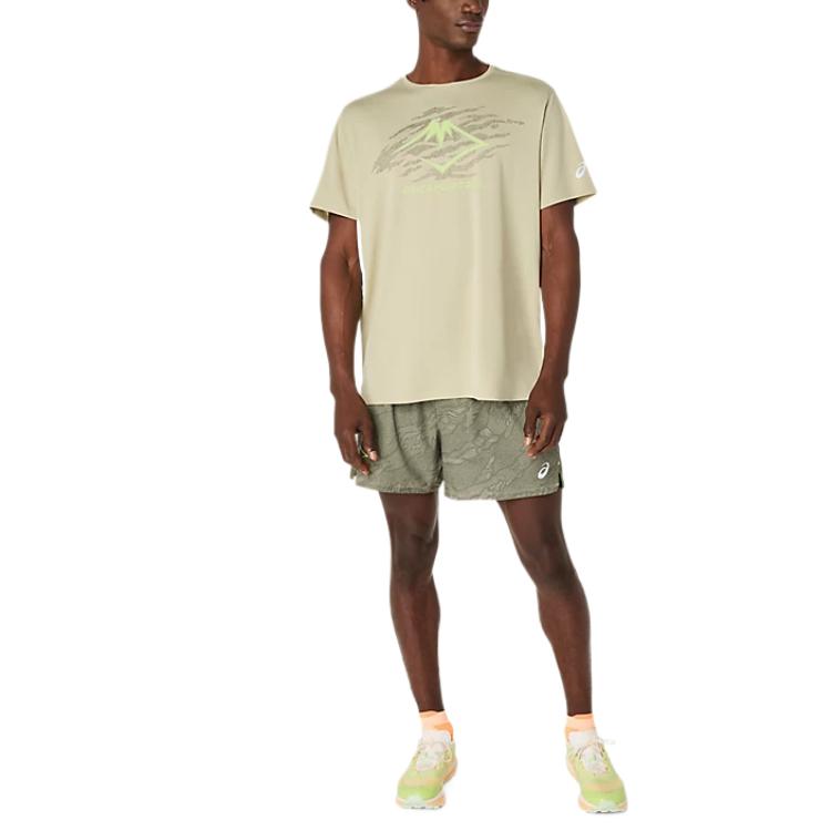 ASICS FUJITRAIL T Shirts Men's Khaki Crew Neck Moderate Straight Fit 2011D390-300