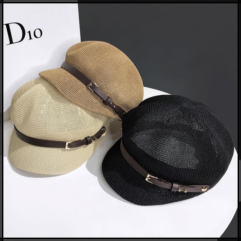 Straw Octagonal CZA122 [White Fang] Cap, Shape, Breathable, Summer, Stylish, Casual, Men's & Women's (Khaki)
