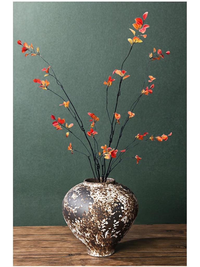 Wabi-Sabi Zen Style Mottled Retro Ceramic Vase - Mid-Century Nostalgic Pottery Jar