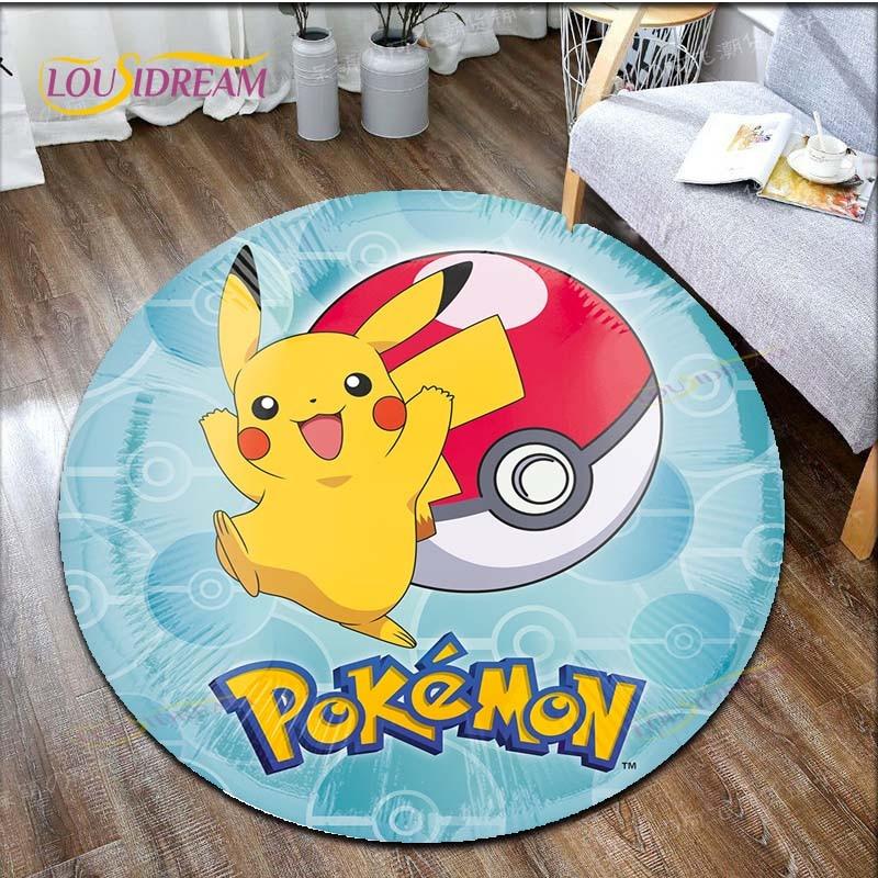 

Cartoon Pokemon Print Children Pikachu Carpet Area Rugs Round Carpet for Living Room Floor Mat Flannel Anti-Slip Mat Room Decor 100cm