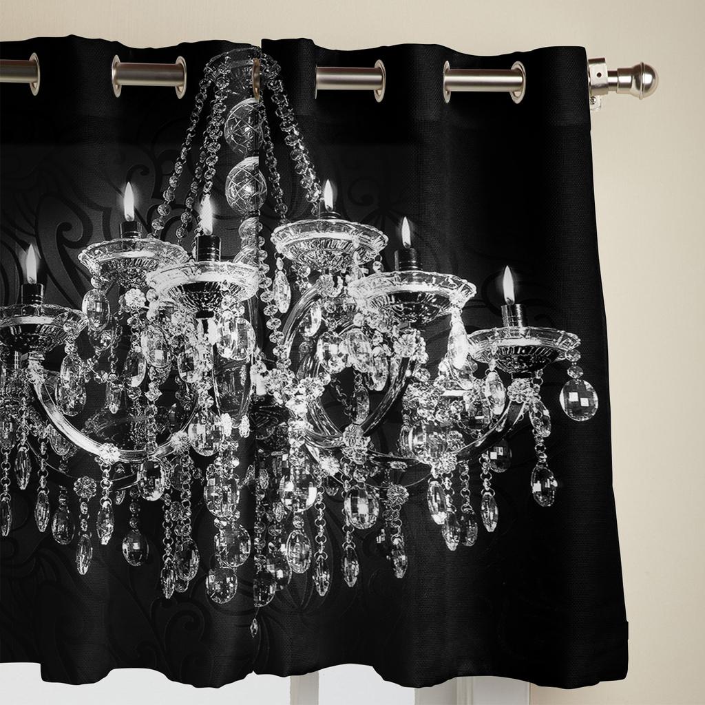 Black And White Chandelier Curtains for Bedroom Kids Room Living Room Window Curtain Luxury Curtains for Kitchen